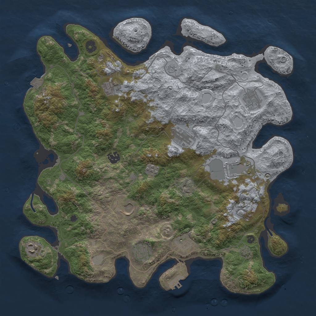 Rust Map: Procedural Map, Size: 4000, Seed: 1760537734, 18 Monuments