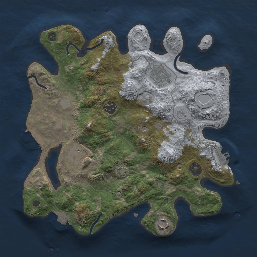 Rust Map: Procedural Map, Size: 3000, Seed: 785443669, 12 Monuments