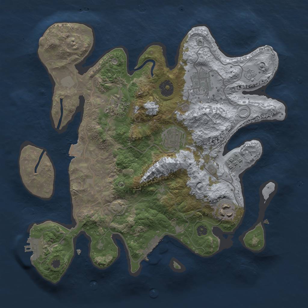 Rust Map: Procedural Map, Size: 3000, Seed: 72572455, 12 Monuments