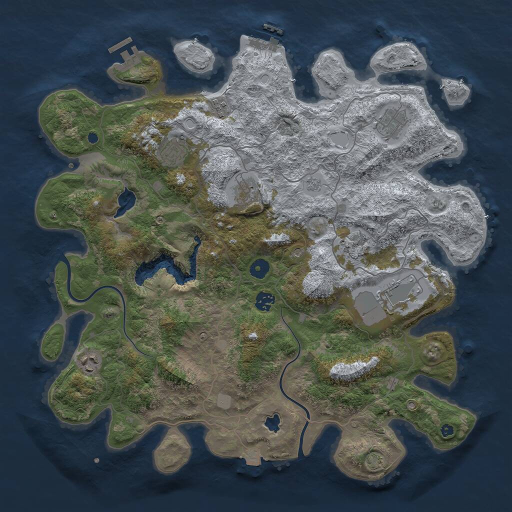 Rust Map: Procedural Map, Size: 4000, Seed: 1333157450, 14 Monuments