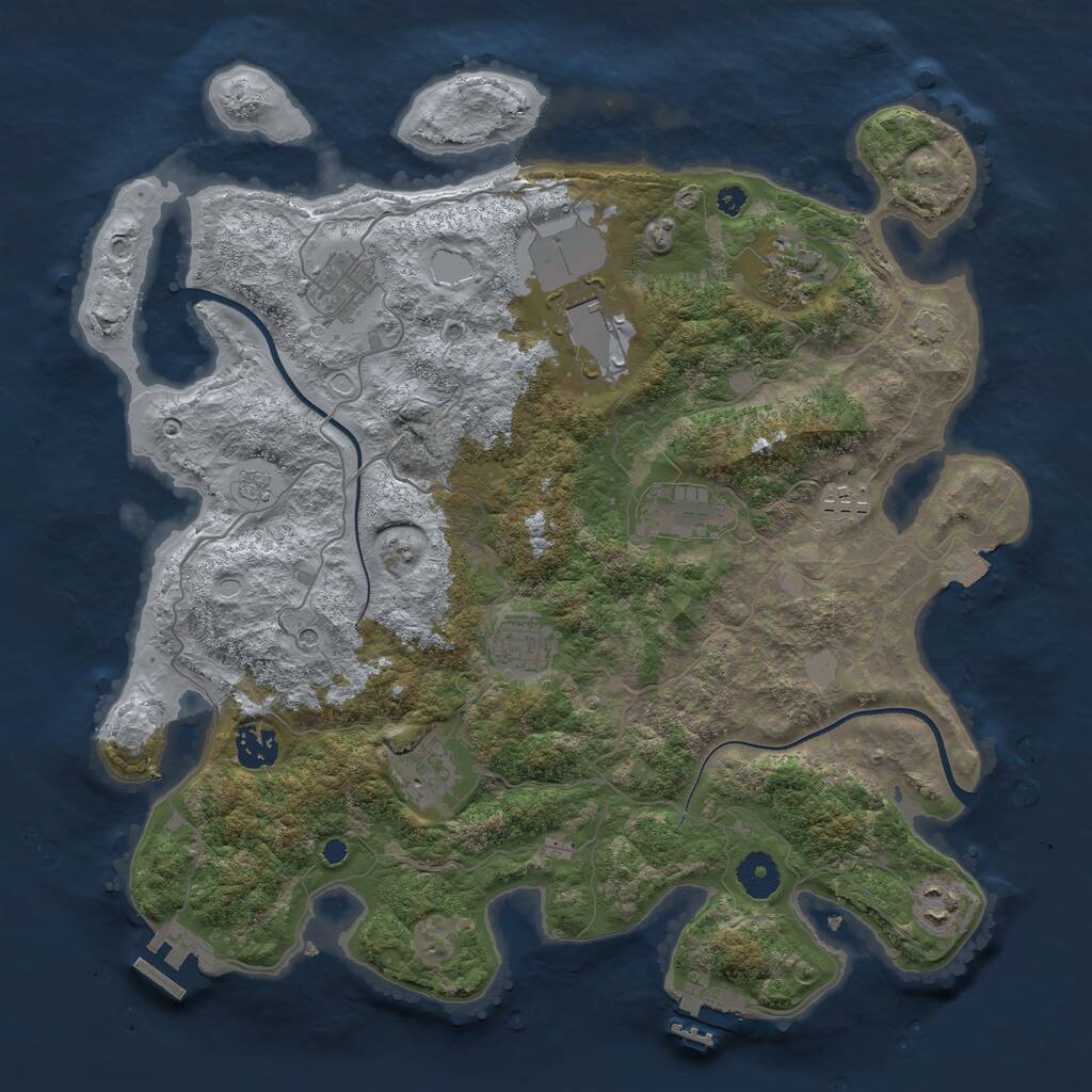 Rust Map: Procedural Map, Size: 3750, Seed: 813733393, 15 Monuments