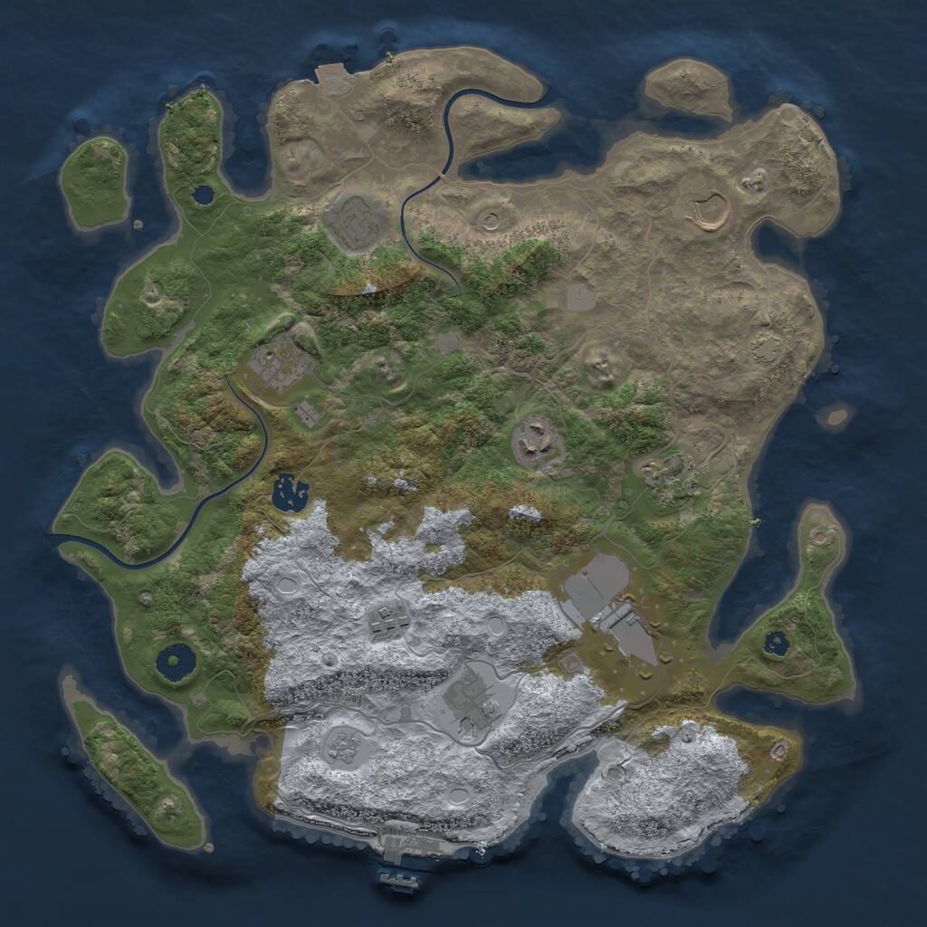 Rust Map: Procedural Map, Size: 3700, Seed: 370046163, 14 Monuments