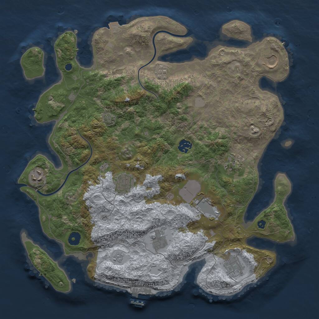 Rust Map: Procedural Map, Size: 3700, Seed: 370046163, 14 Monuments