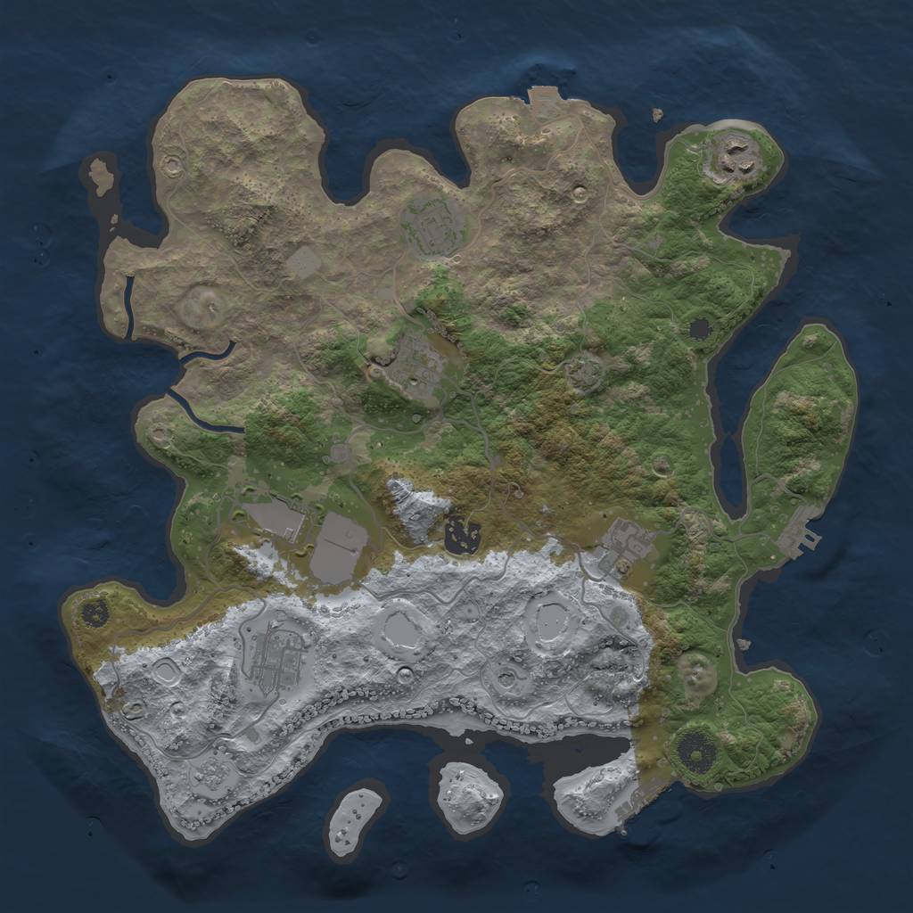 Rust Map: Procedural Map, Size: 3500, Seed: 2086276029, 15 Monuments