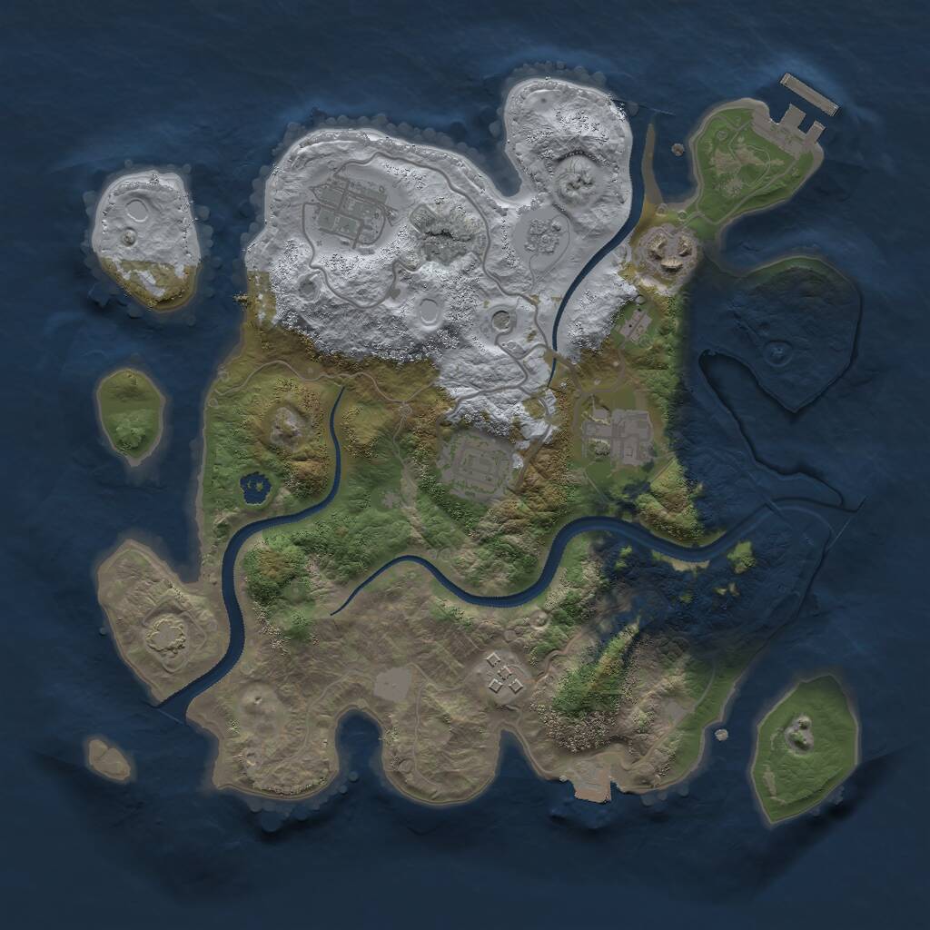 Rust Map: Procedural Map, Size: 3000, Seed: 14181, 10 Monuments