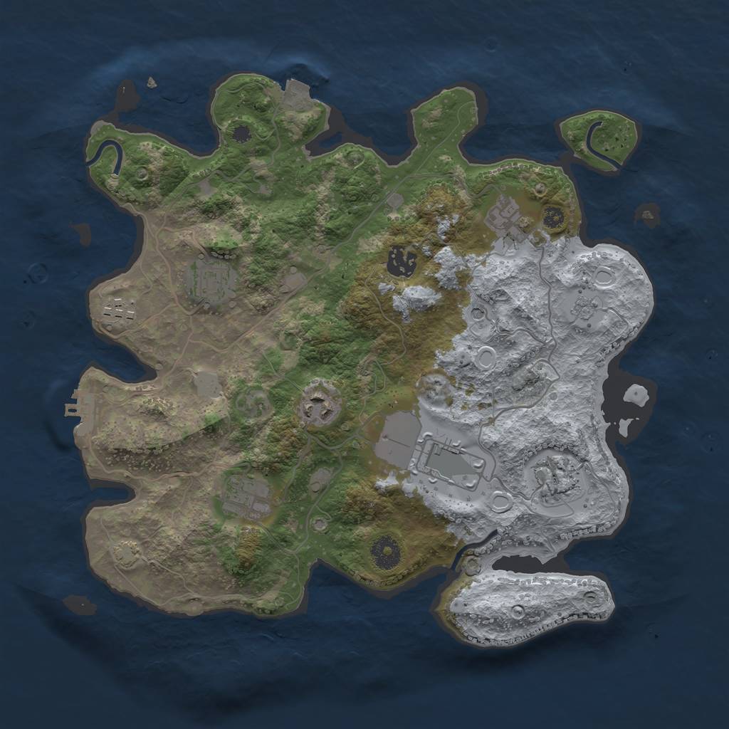 Rust Map: Procedural Map, Size: 3500, Seed: 1172936044, 15 Monuments