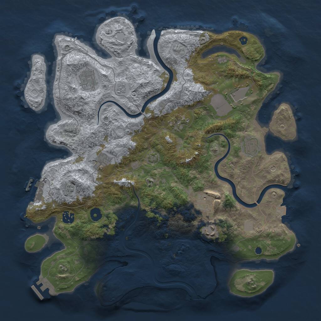Rust Map: Procedural Map, Size: 3850, Seed: 1998715366, 15 Monuments