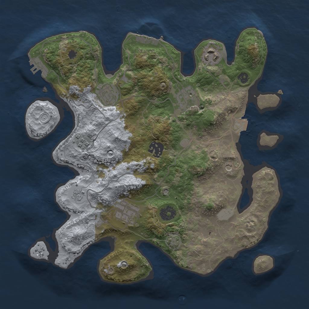 Rust Map: Procedural Map, Size: 3000, Seed: 1832334296, 14 Monuments