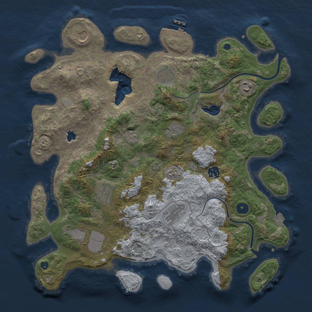 Rust Map: Procedural Map, Size: 4000, Seed: 877258578, 14 Monuments