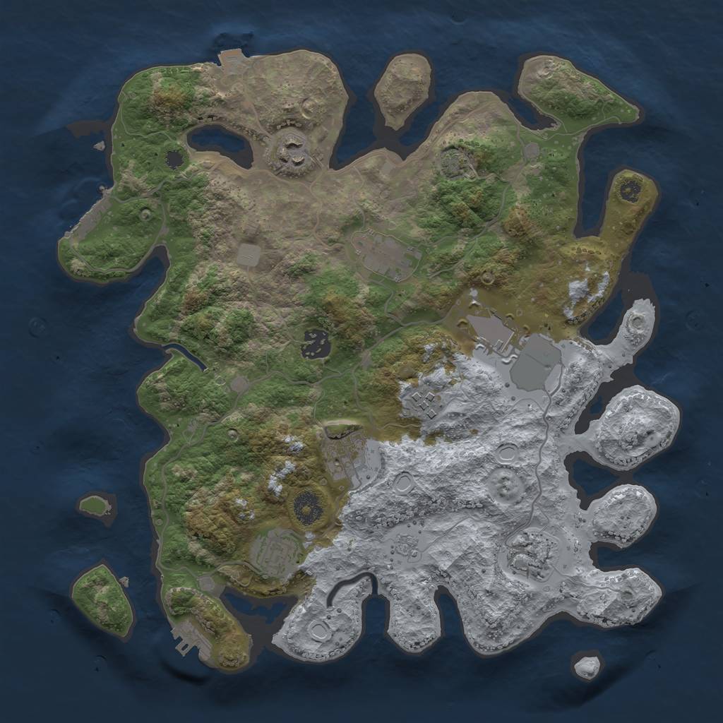 Rust Map: Procedural Map, Size: 3500, Seed: 1686181035, 15 Monuments
