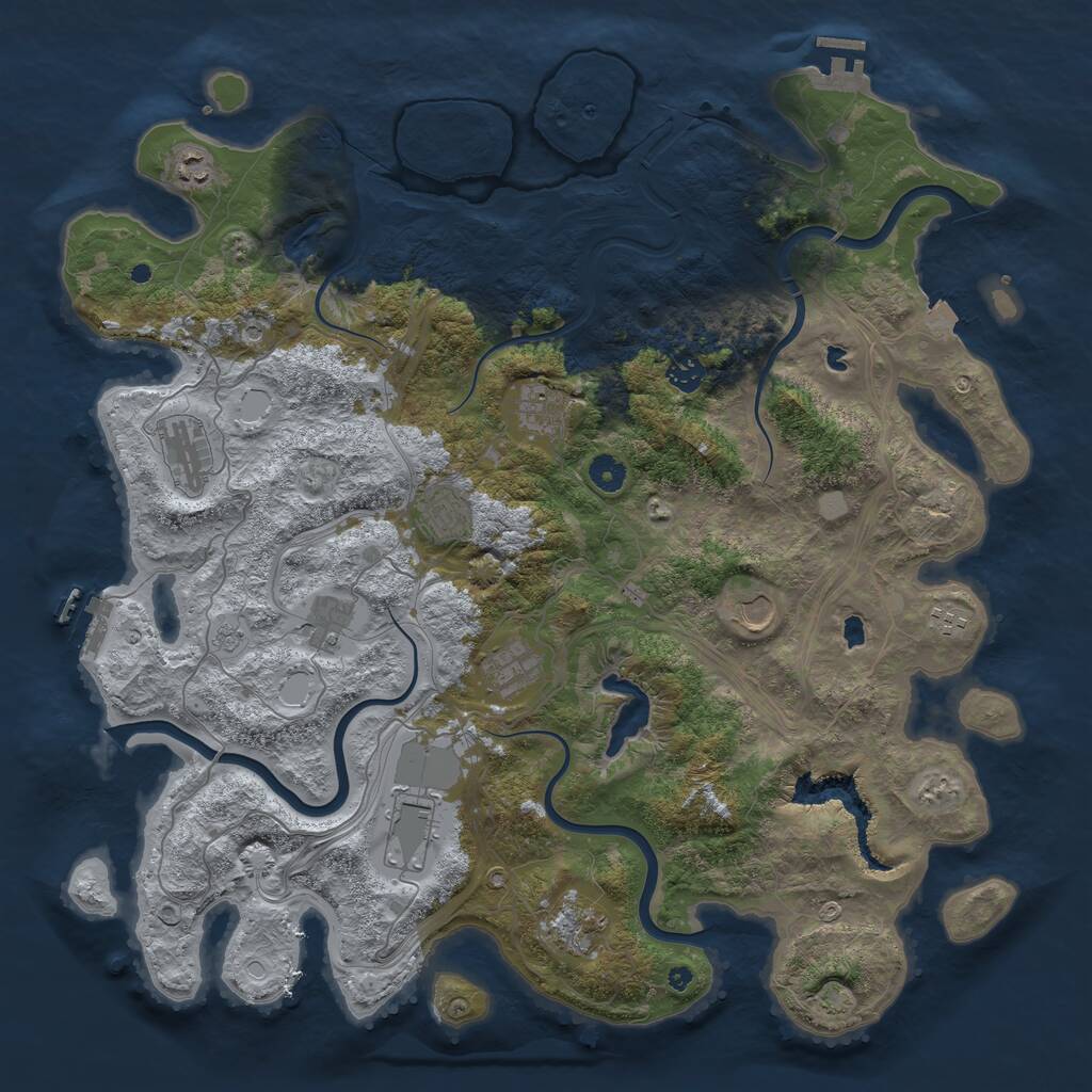 Rust Map: Procedural Map, Size: 4500, Seed: 495561081, 17 Monuments