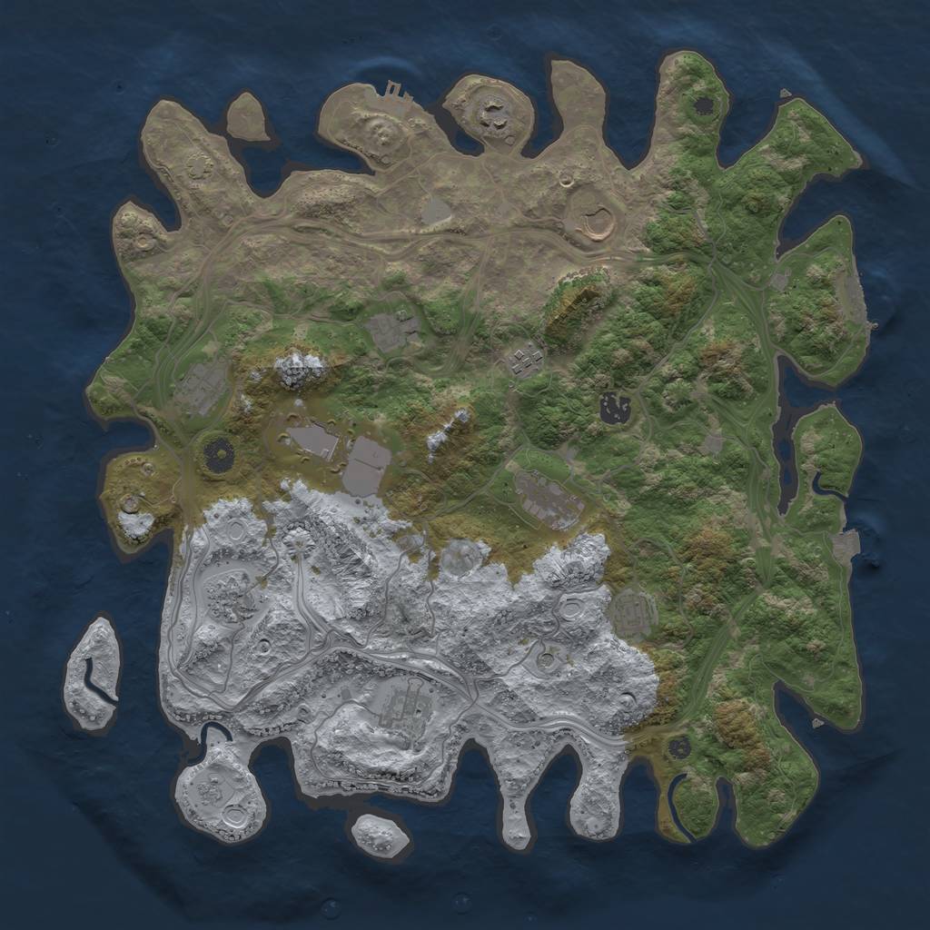 Rust Map: Procedural Map, Size: 4250, Seed: 1886006457, 19 Monuments
