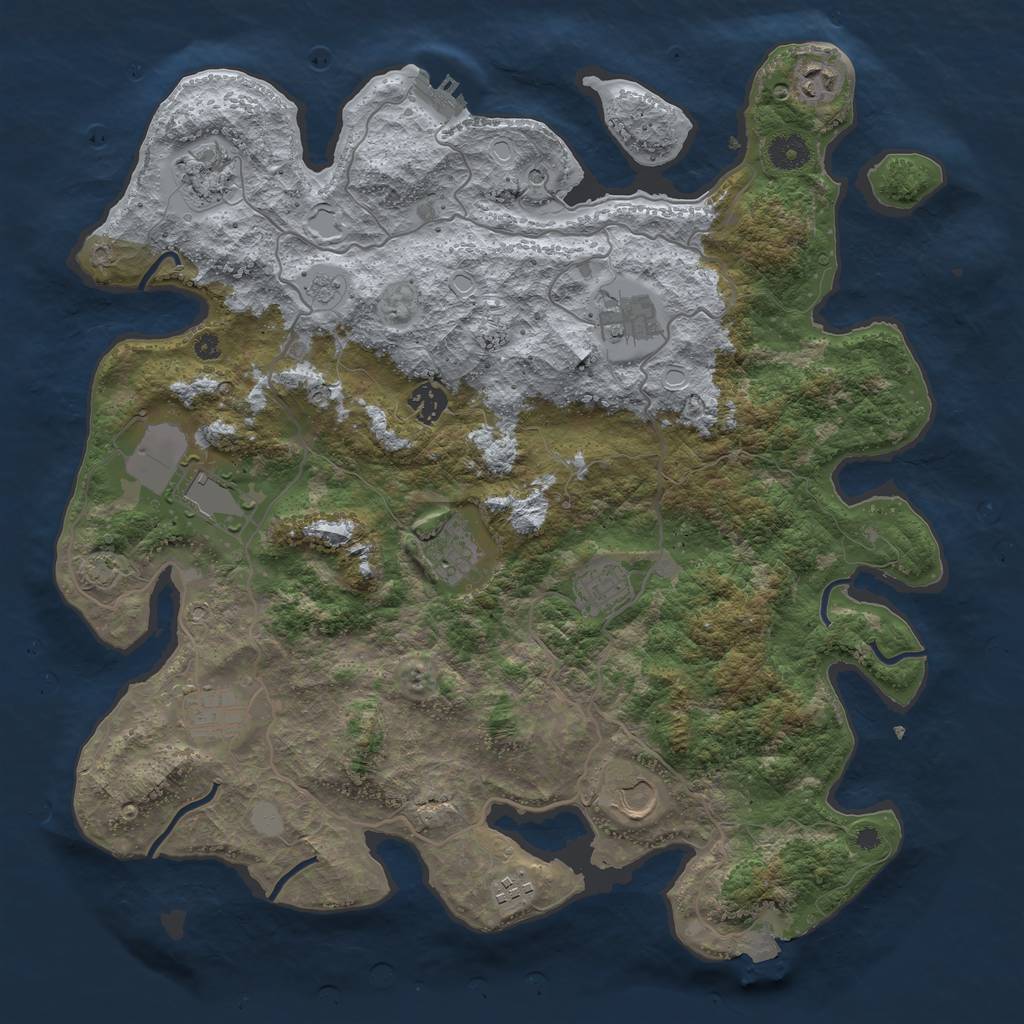 Rust Map: Procedural Map, Size: 4000, Seed: 17377031, 17 Monuments