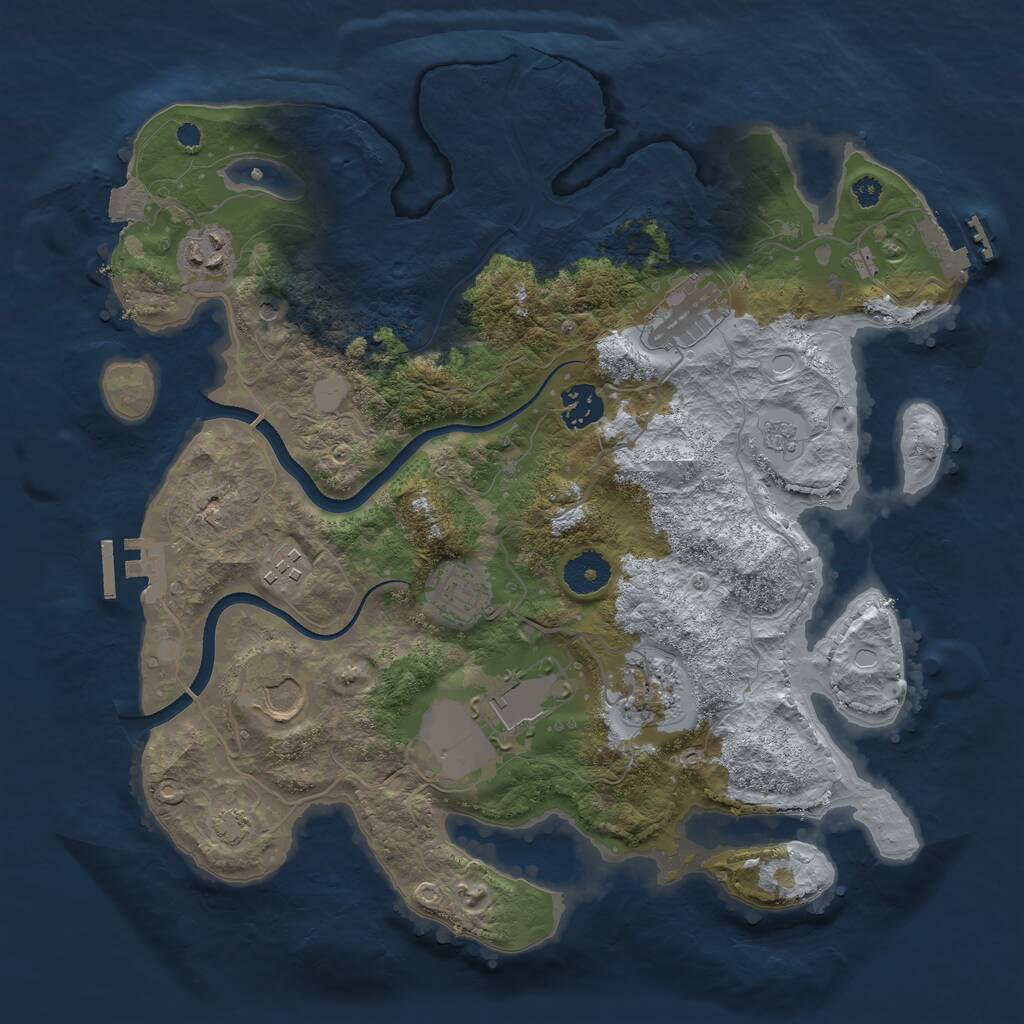 Rust Map: Procedural Map, Size: 3500, Seed: 835495168, 14 Monuments