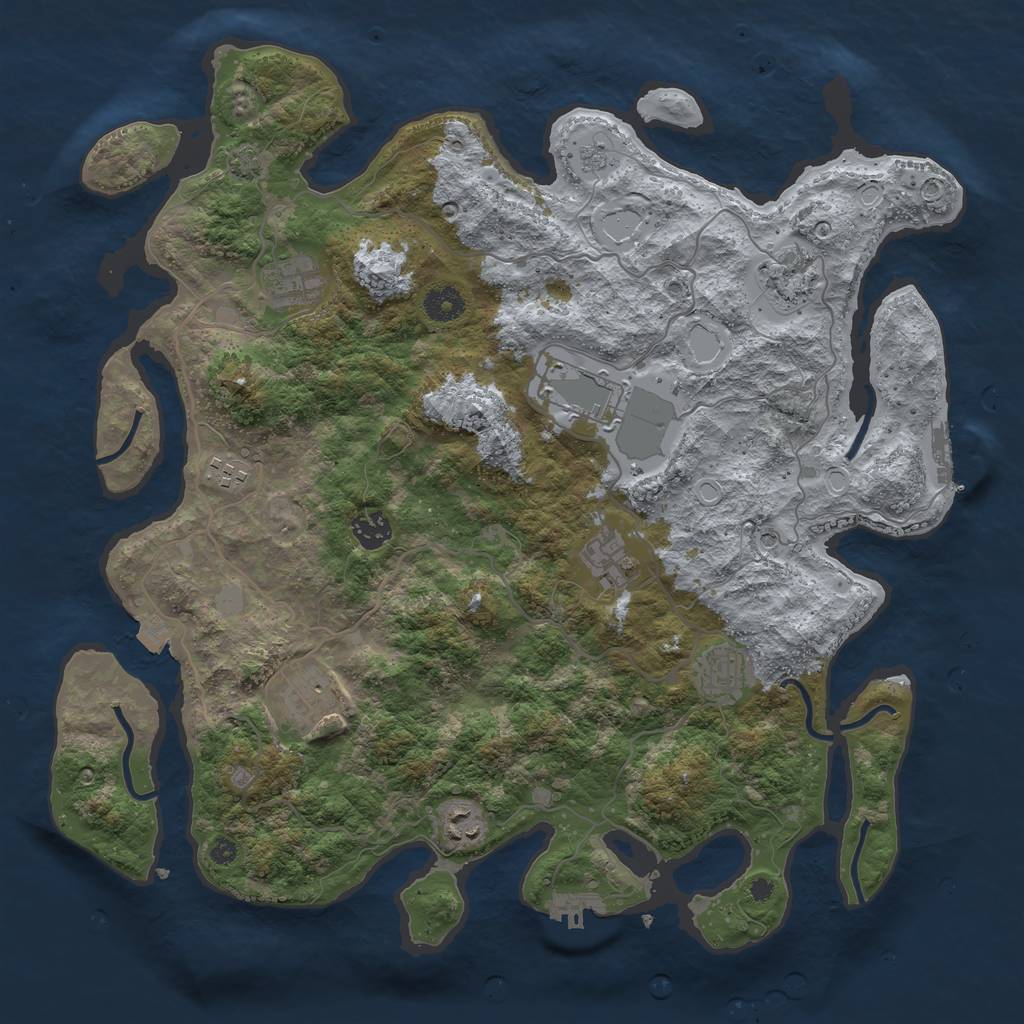 Rust Map: Procedural Map, Size: 4000, Seed: 89804278, 17 Monuments