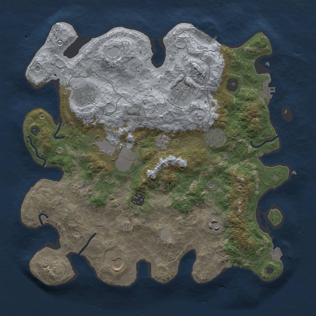 Rust Map: Procedural Map, Size: 3600, Seed: 58358547, 17 Monuments