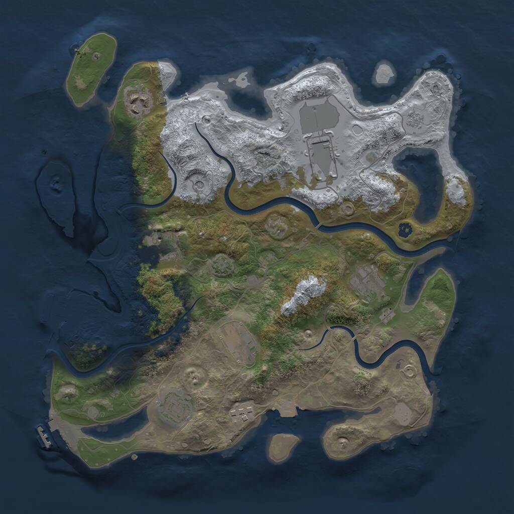 Rust Map: Procedural Map, Size: 3500, Seed: 1738916175, 13 Monuments
