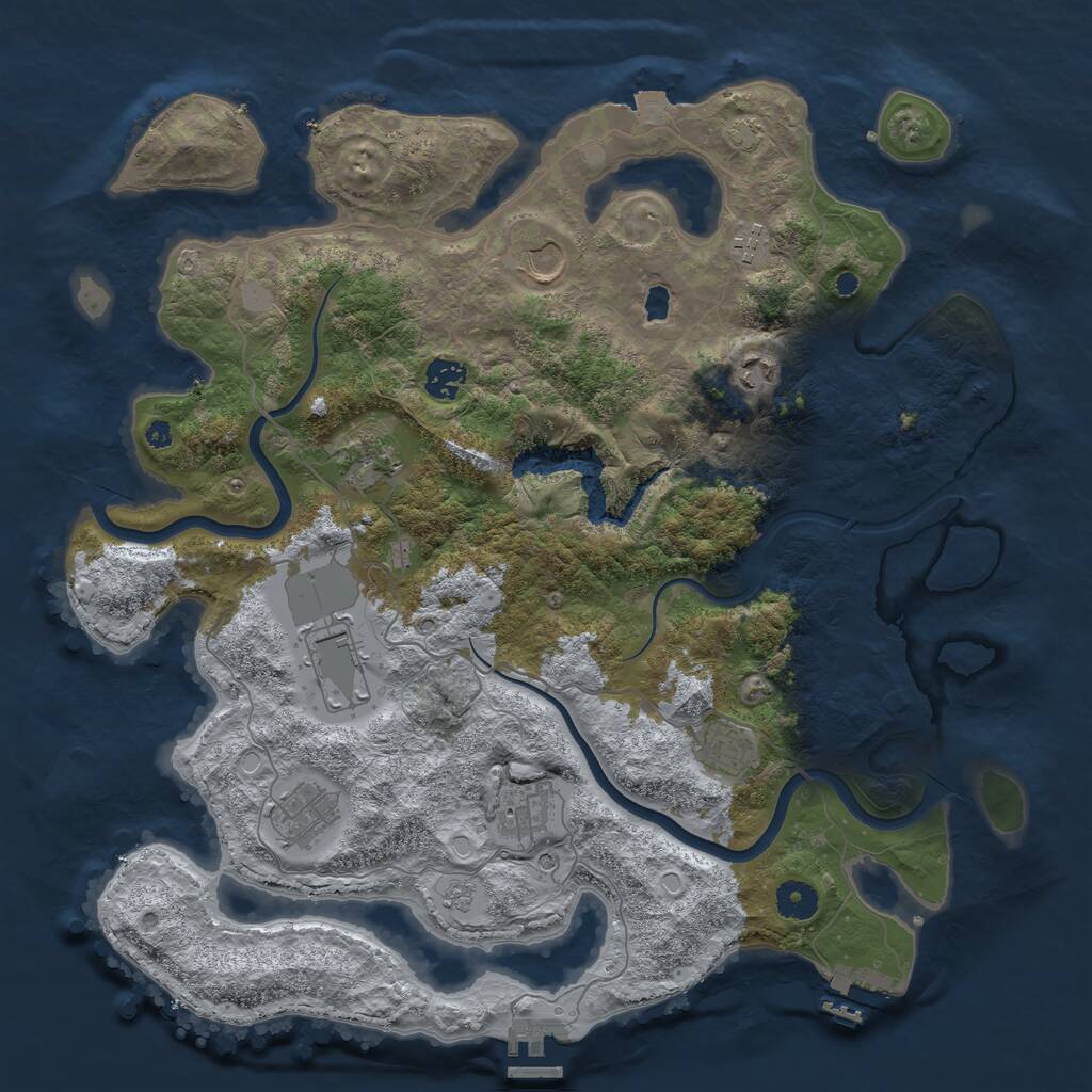 Rust Map: Procedural Map, Size: 4000, Seed: 910123997, 15 Monuments