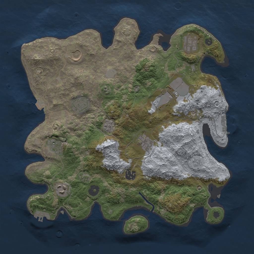 Rust Map: Procedural Map, Size: 3500, Seed: 1856860422, 17 Monuments