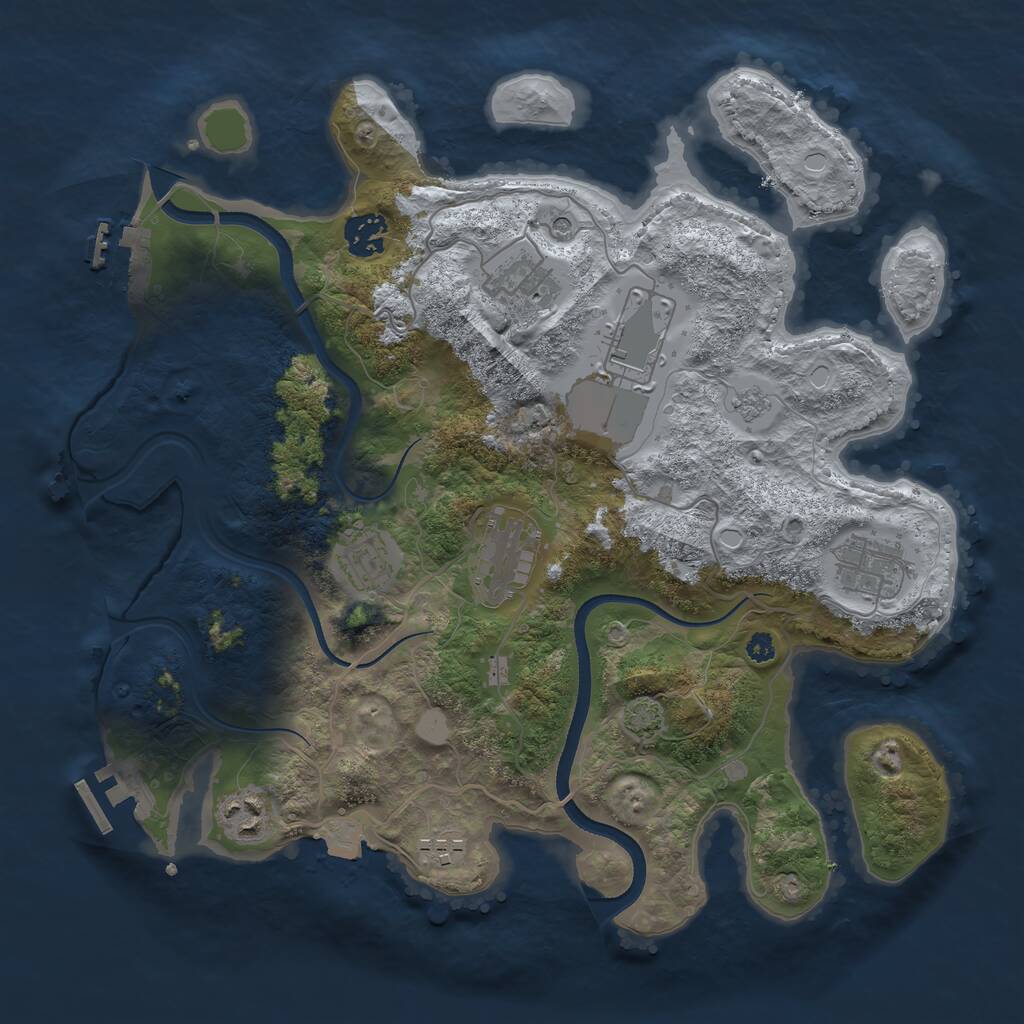 Rust Map: Procedural Map, Size: 3500, Seed: 2015568281, 14 Monuments