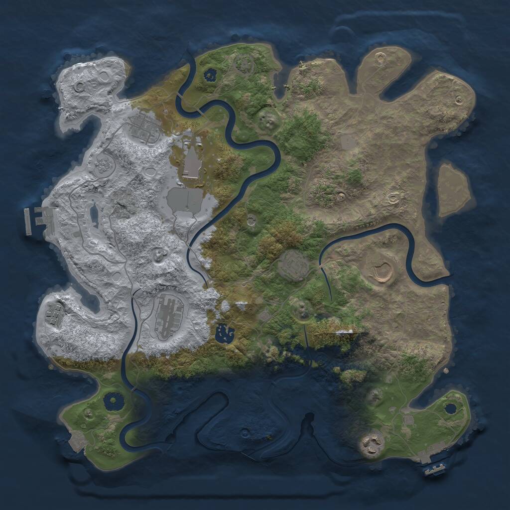 Rust Map: Procedural Map, Size: 3800, Seed: 865436537, 14 Monuments
