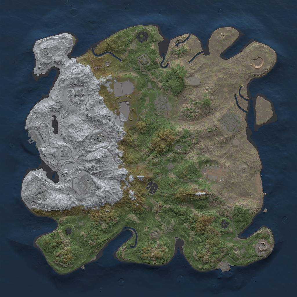 Rust Map: Procedural Map, Size: 3800, Seed: 865436537, 18 Monuments