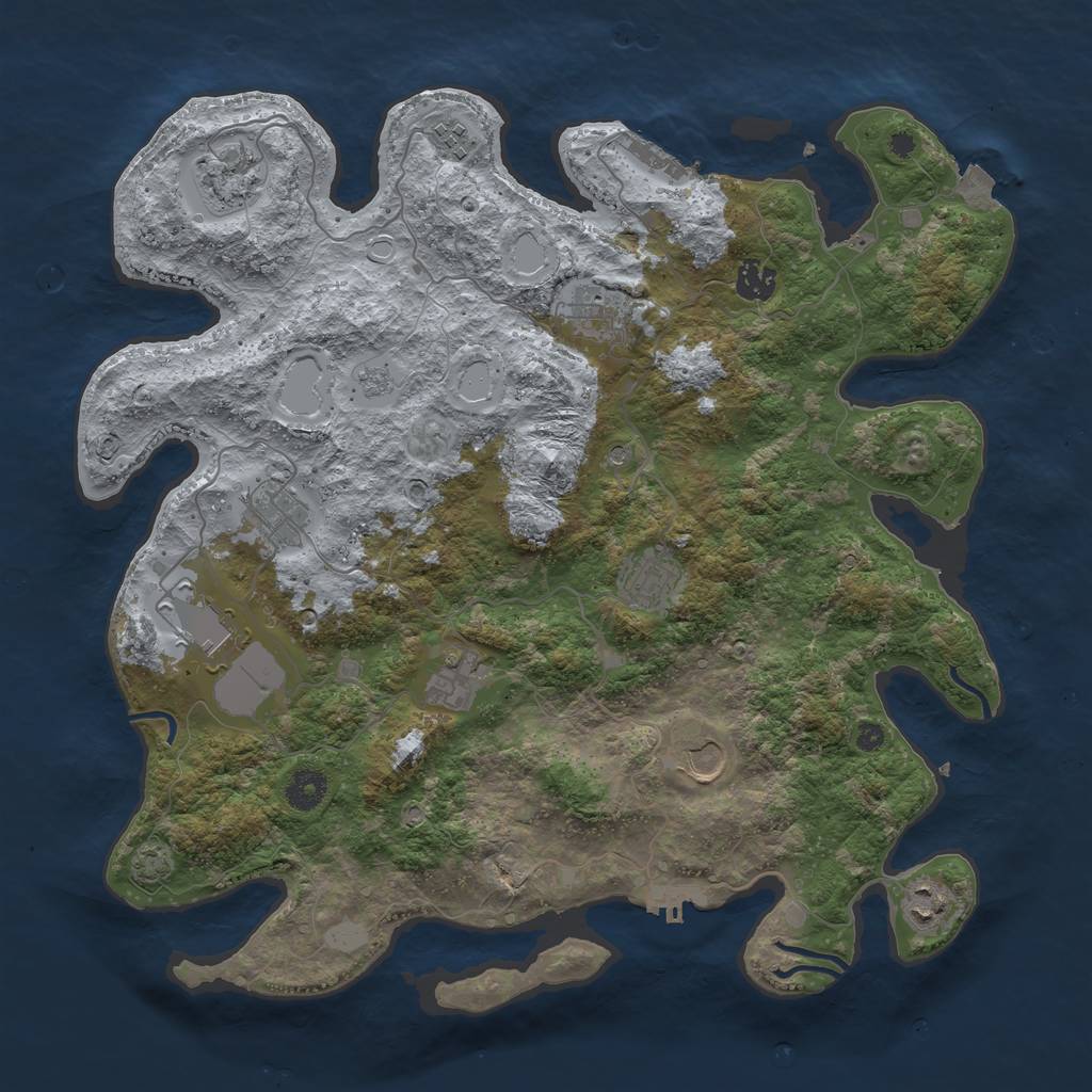 Rust Map: Procedural Map, Size: 3950, Seed: 44520132, 18 Monuments