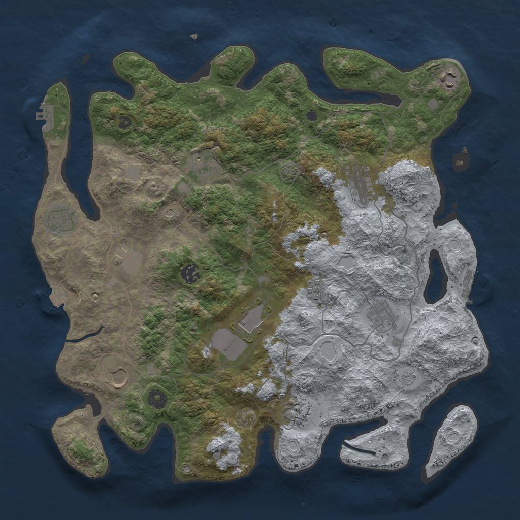 Rust Map: Procedural Map, Size: 4000, Seed: 1610093011, 19 Monuments