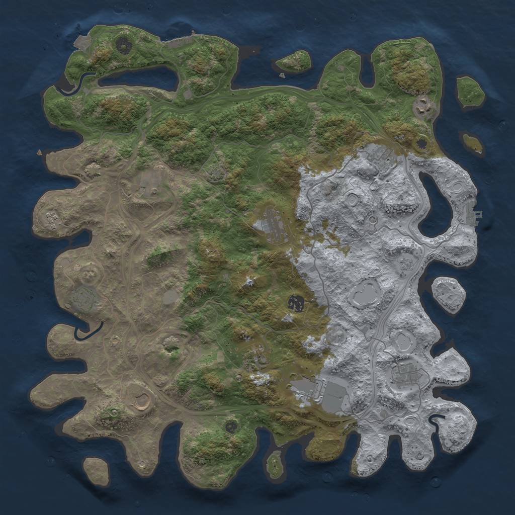 Rust Map: Procedural Map, Size: 4500, Seed: 1209941072, 19 Monuments