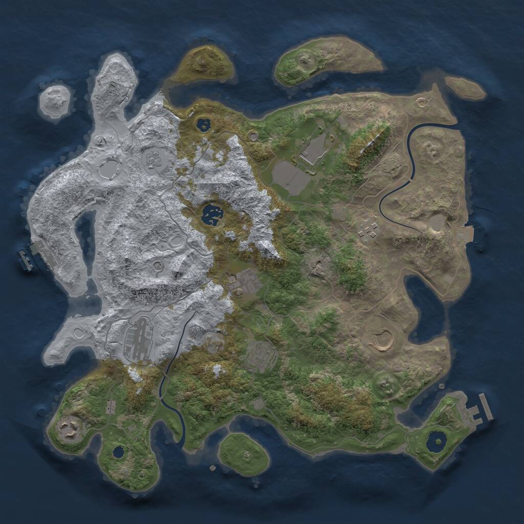 Rust Map: Procedural Map, Size: 3750, Seed: 179393412, 14 Monuments