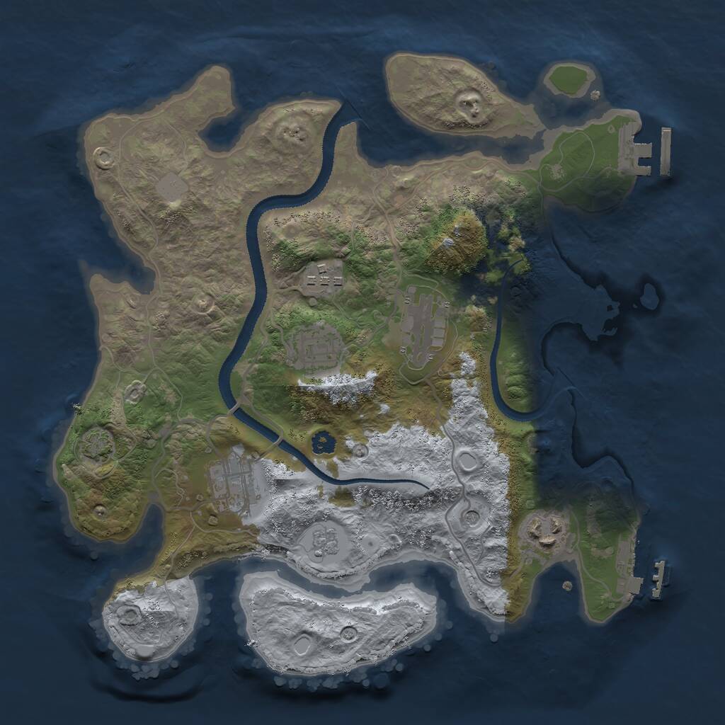 Rust Map: Procedural Map, Size: 3000, Seed: 45647371, 11 Monuments