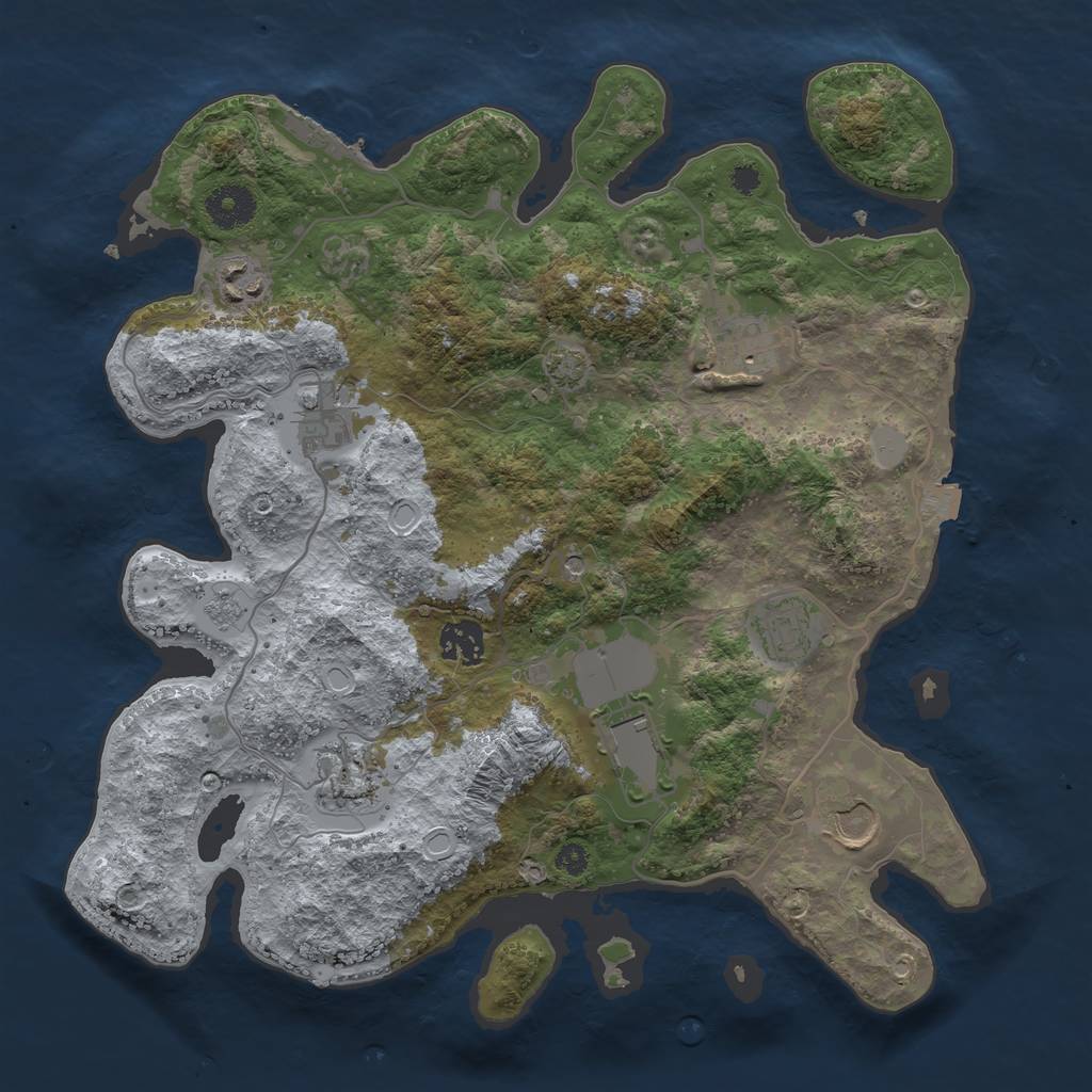 Rust Map: Procedural Map, Size: 3500, Seed: 829955974, 15 Monuments