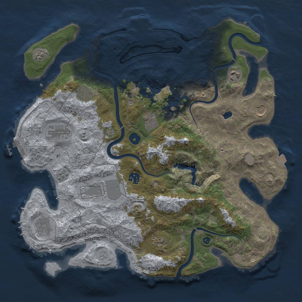 Rust Map: Procedural Map, Size: 4000, Seed: 130869, 16 Monuments