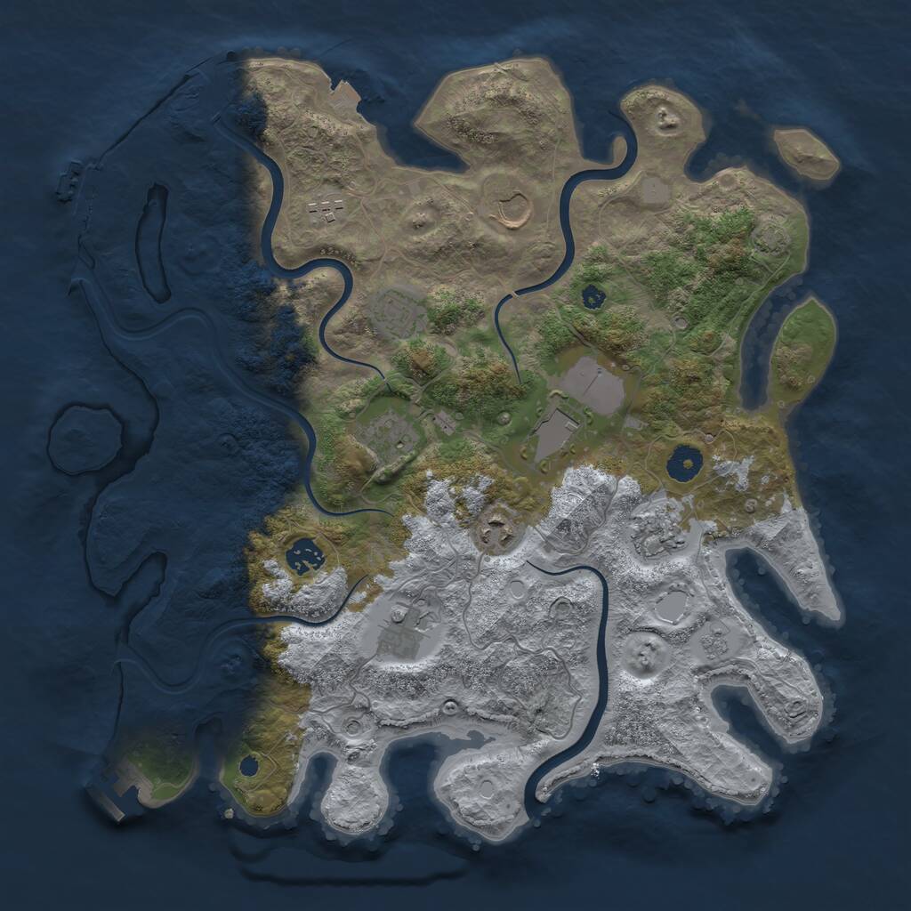 Rust Map: Procedural Map, Size: 3850, Seed: 110856942, 15 Monuments