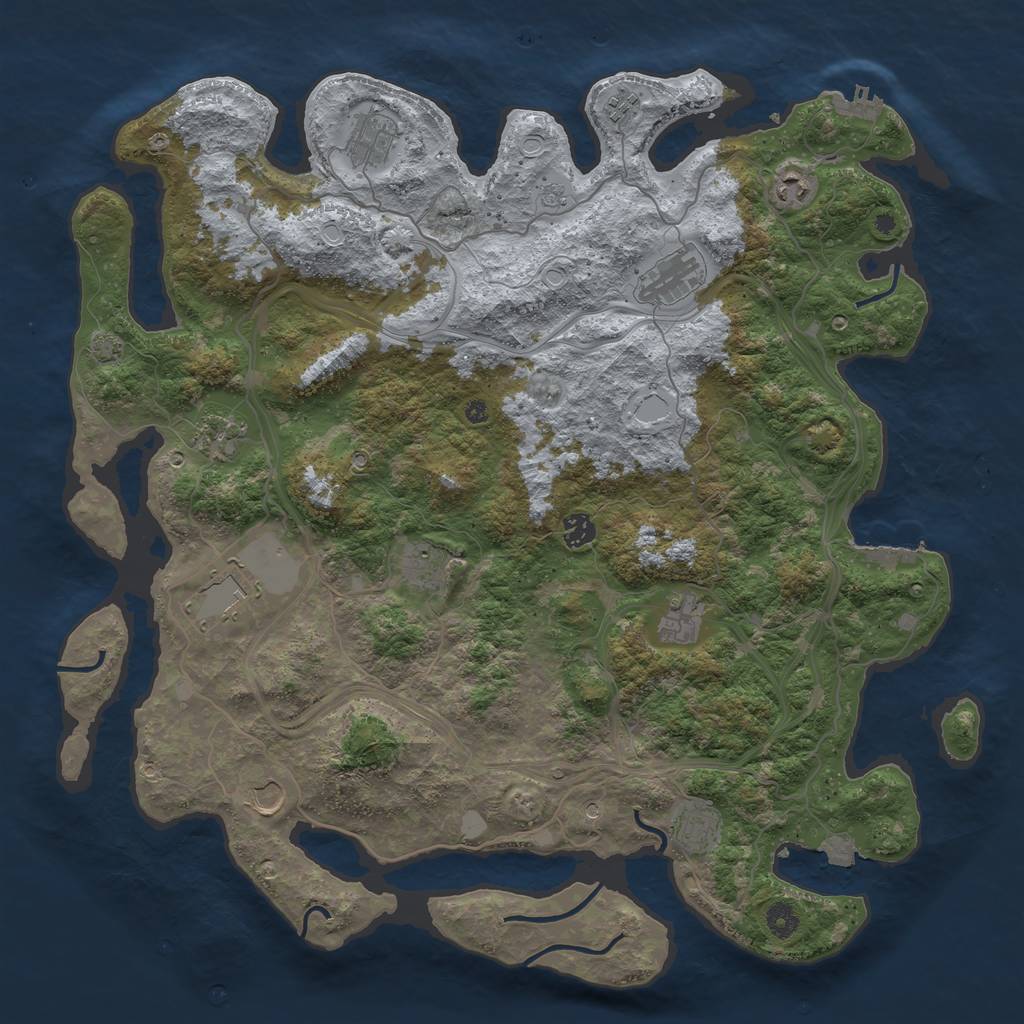 Rust Map: Procedural Map, Size: 4500, Seed: 259522432, 19 Monuments