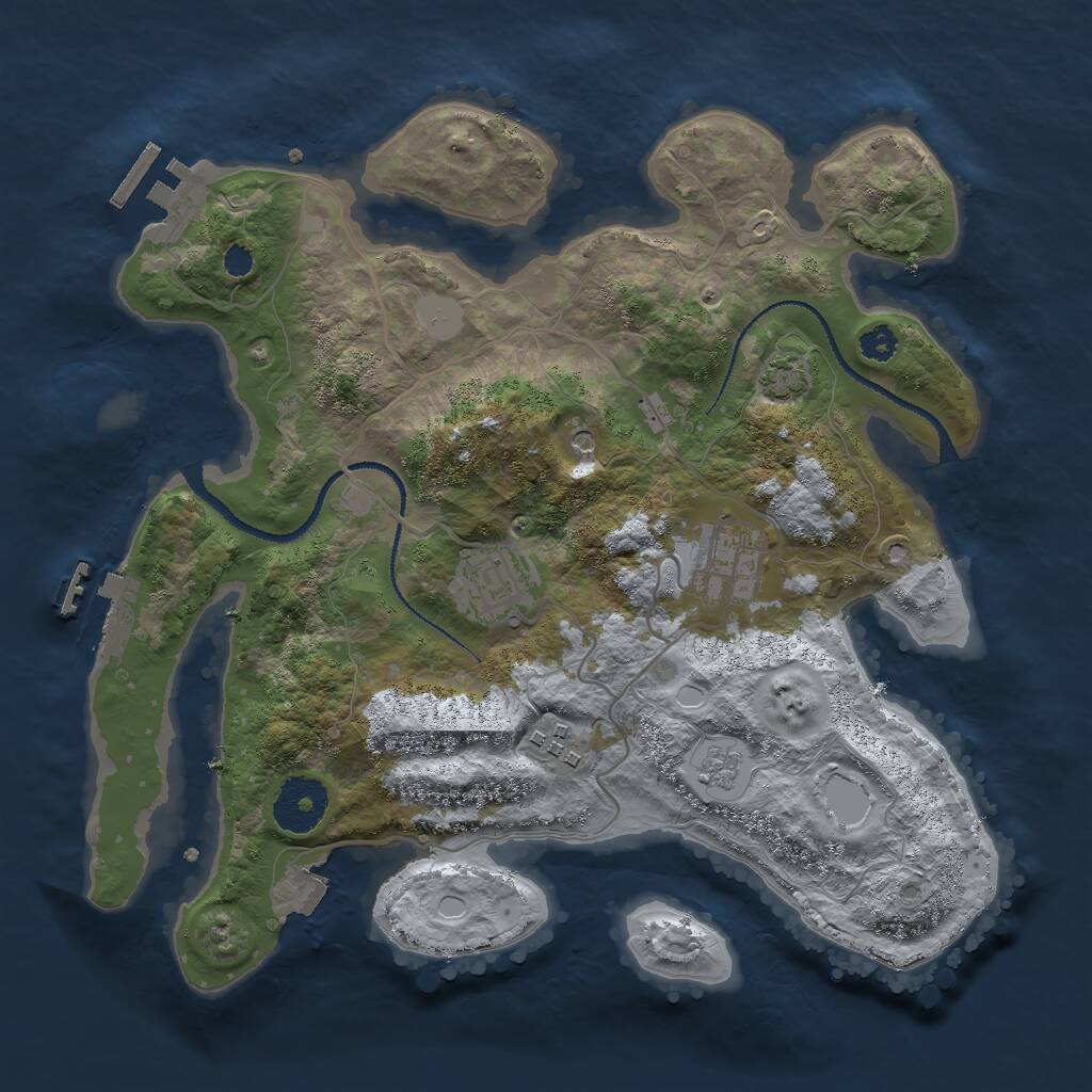 Rust Map: Procedural Map, Size: 3000, Seed: 1008752886, 9 Monuments