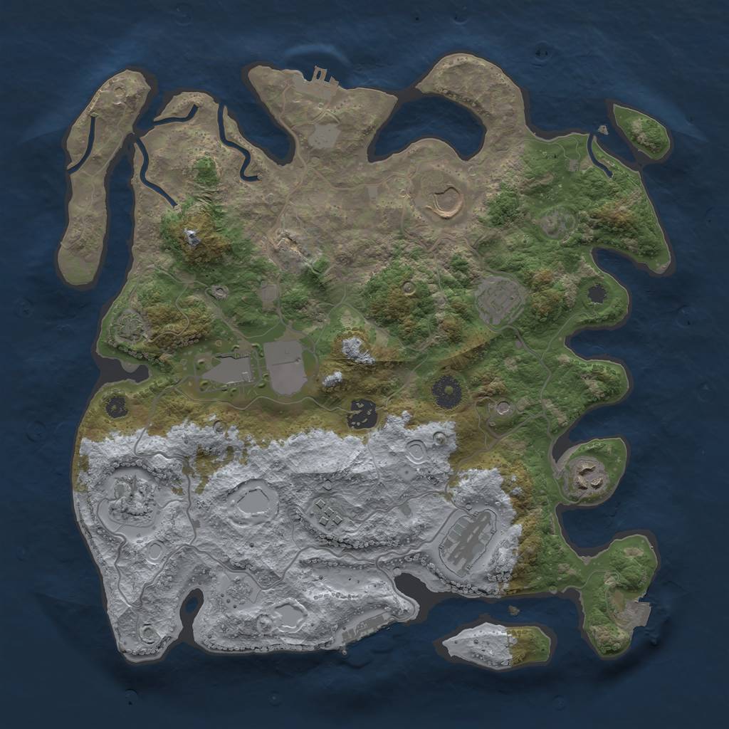 Rust Map: Procedural Map, Size: 3500, Seed: 653657693, 16 Monuments