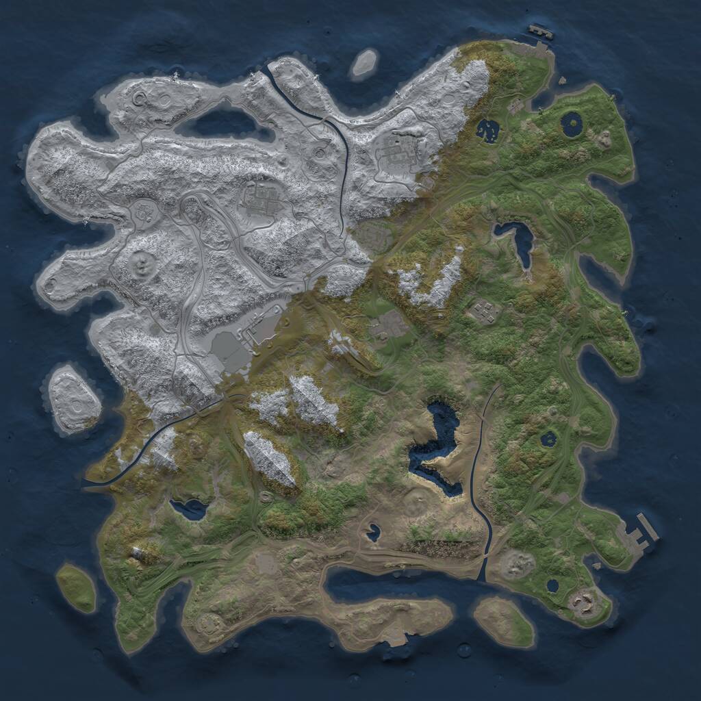 Rust Map: Procedural Map, Size: 4500, Seed: 1031146210, 14 Monuments