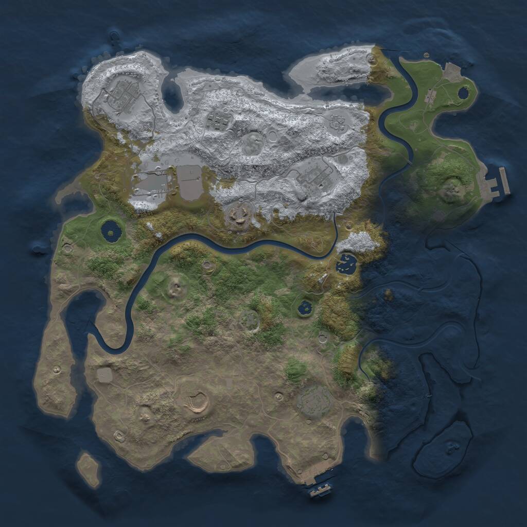 Rust Map: Procedural Map, Size: 3850, Seed: 650540672, 14 Monuments