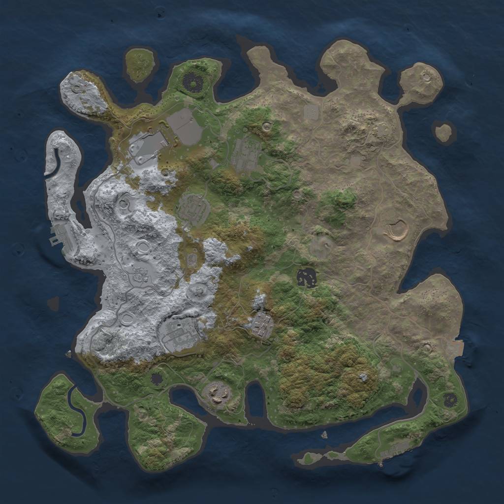 Rust Map: Procedural Map, Size: 3600, Seed: 934174546, 16 Monuments