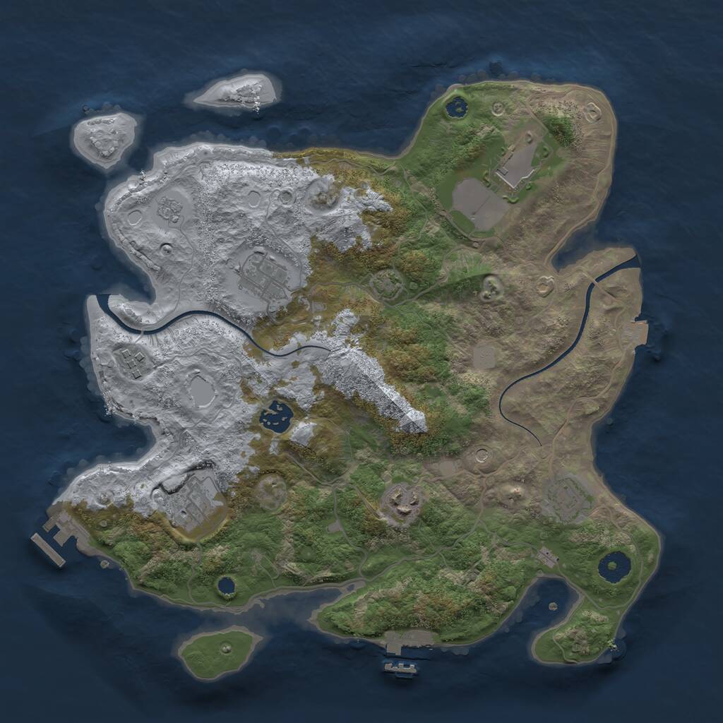 Rust Map: Procedural Map, Size: 3500, Seed: 1944297571, 13 Monuments