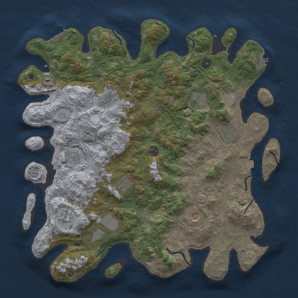 Rust Map: Procedural Map, Size: 4500, Seed: 331948853, 19 Monuments