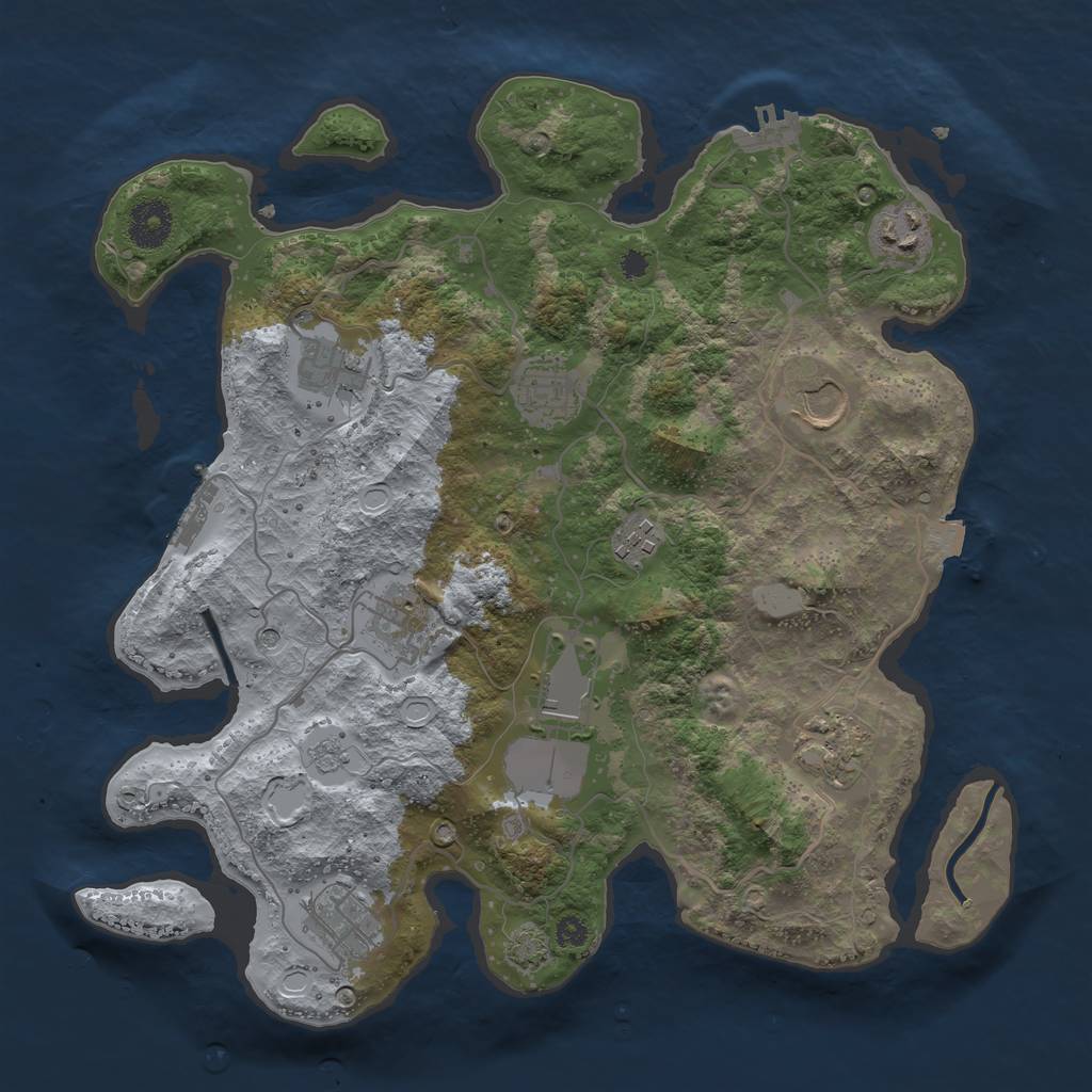Rust Map: Procedural Map, Size: 3500, Seed: 579552666, 17 Monuments