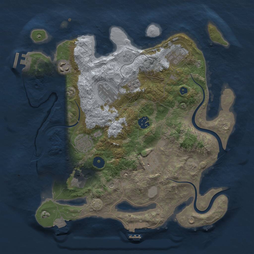 Rust Map: Procedural Map, Size: 3300, Seed: 553910430, 14 Monuments