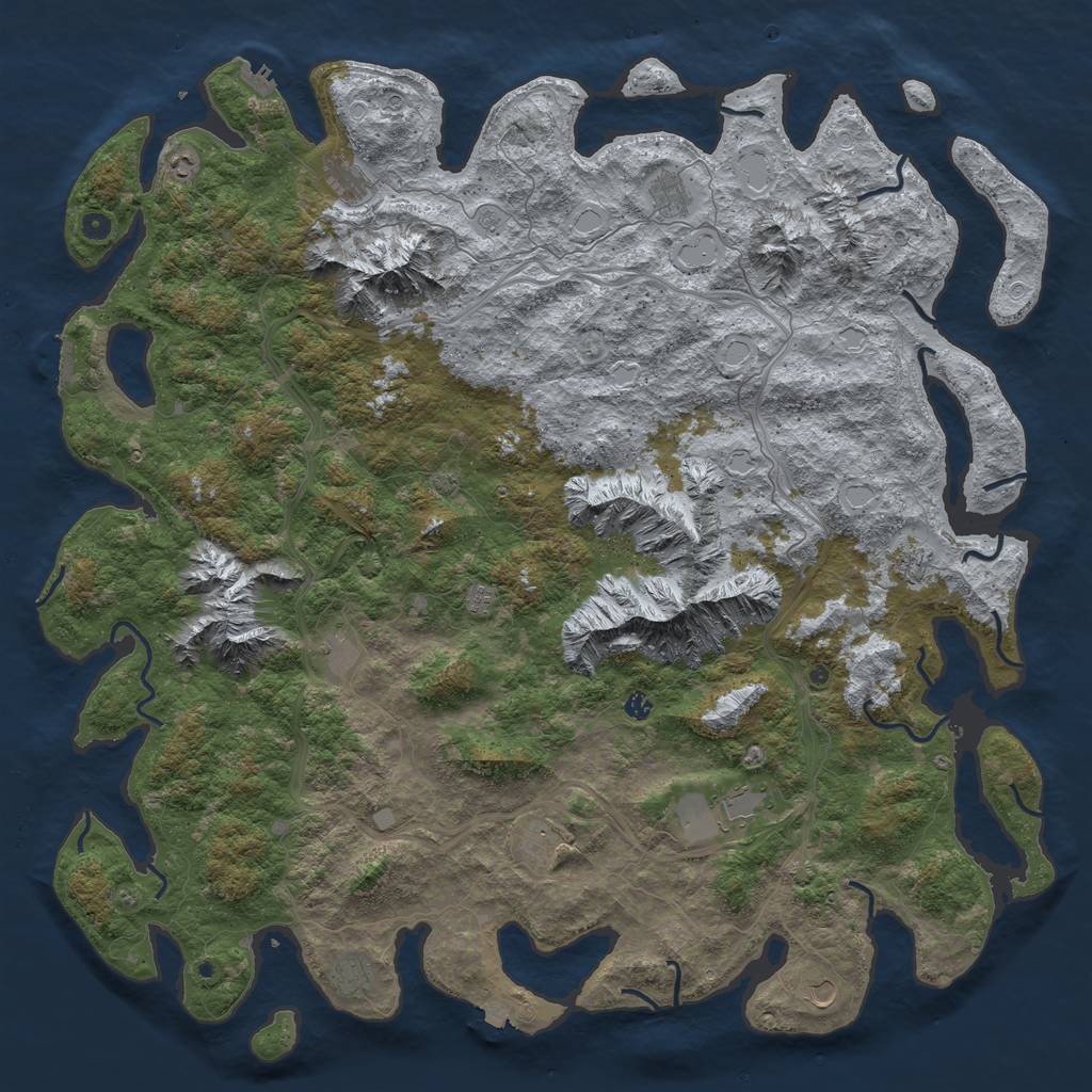 Rust Map: Procedural Map, Size: 6000, Seed: 72649095, 19 Monuments