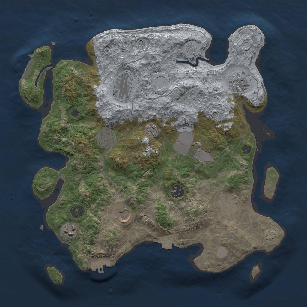 Rust Map: Procedural Map, Size: 3500, Seed: 57276135, 17 Monuments