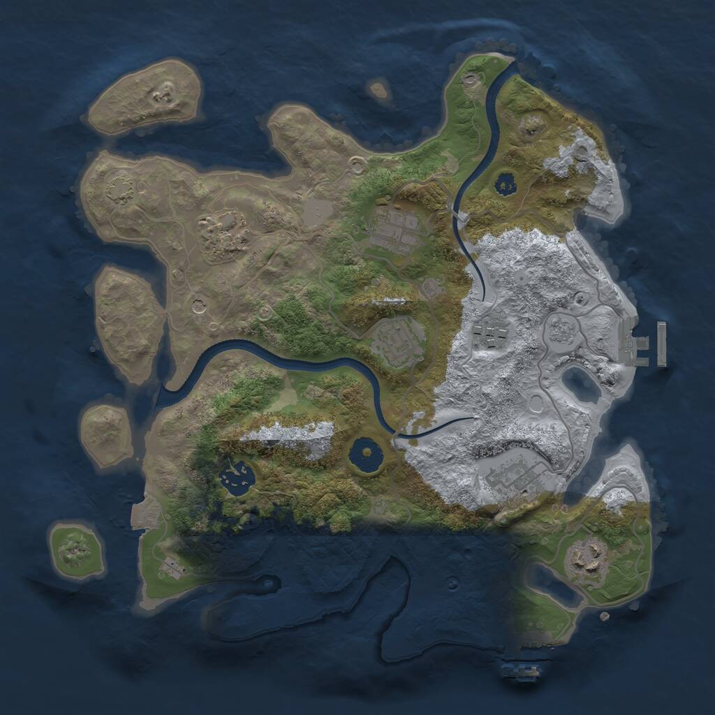Rust Map: Procedural Map, Size: 3200, Seed: 689759391, 13 Monuments
