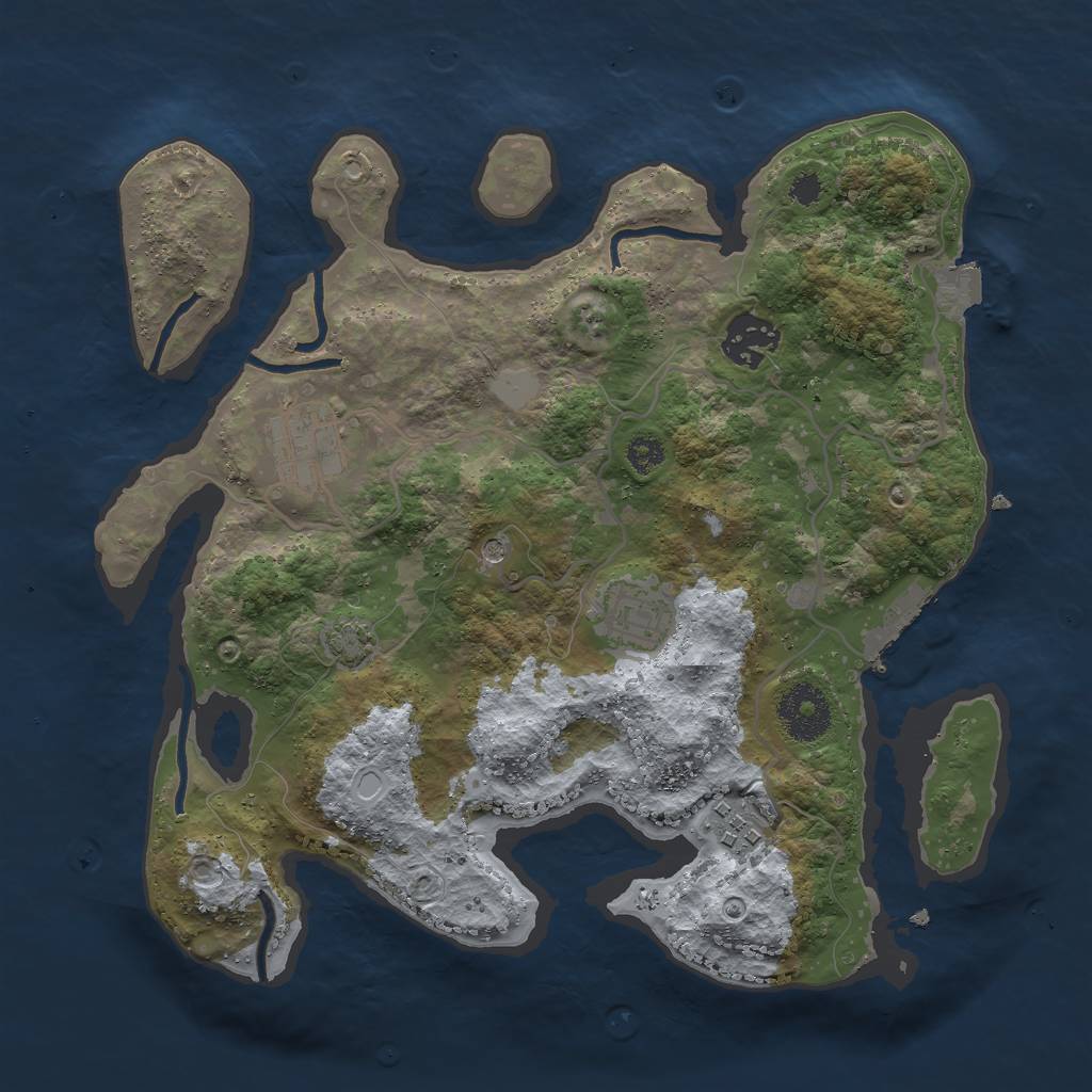 Rust Map: Procedural Map, Size: 3000, Seed: 2793, 10 Monuments