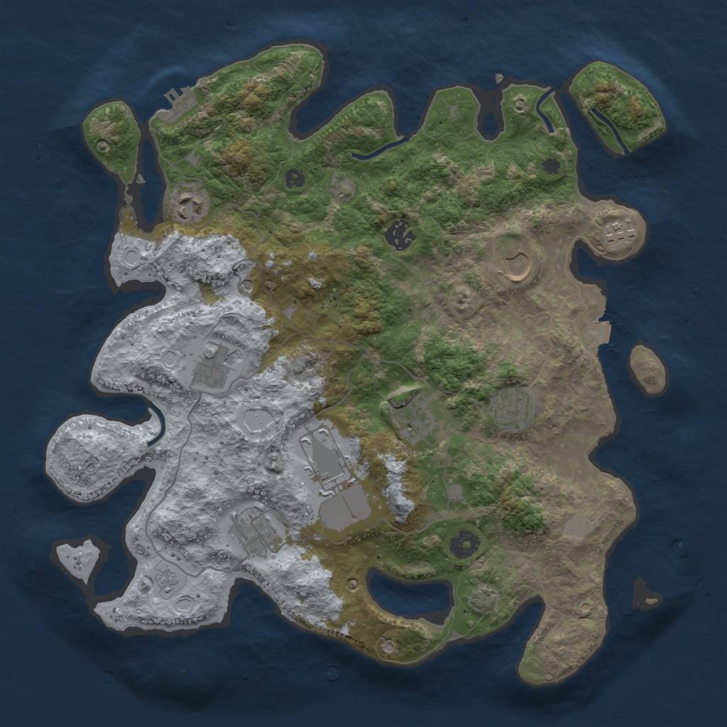 Rust Map: Procedural Map, Size: 3750, Seed: 1386245049, 16 Monuments