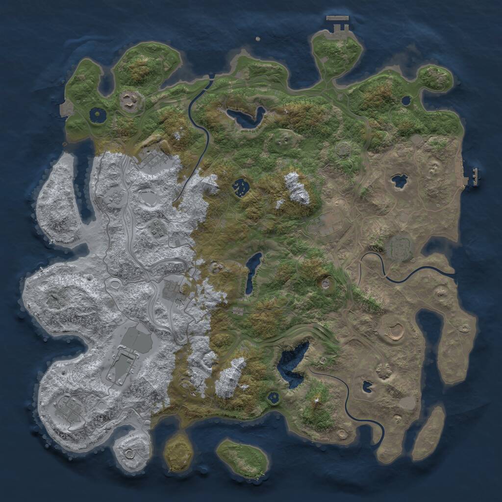Rust Map: Procedural Map, Size: 4500, Seed: 152862126, 17 Monuments